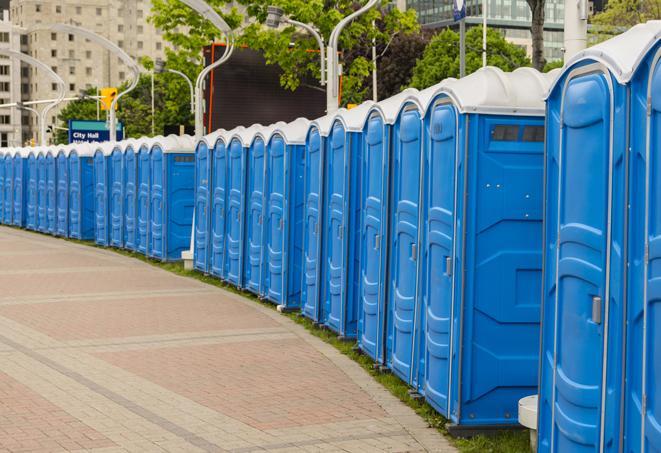 Seasonal porta potty units set up at a Willits, California venue